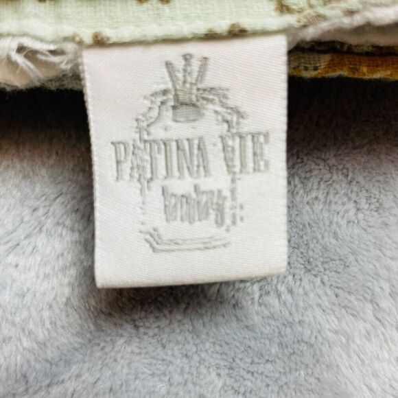 Patina Vie Baby Blanket Fox & Baby Print Green 100% Cotton Muslin 42” Square - Picture 3 of 5